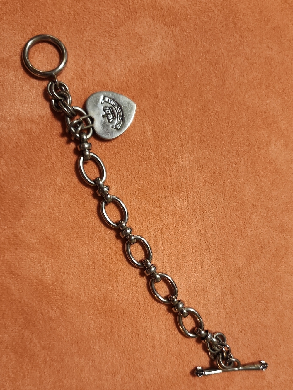 Juicy Couture Silver-Tone Toggle Bracelet with Heart Charm